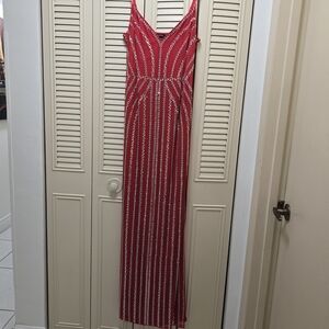 Banjul Red and White Striped Maxi Dress